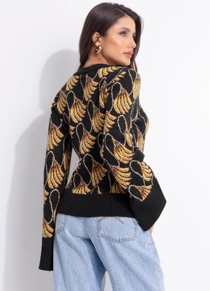 Farm - Cardigan Tricot Banana Tassel Mini Preto - FARM