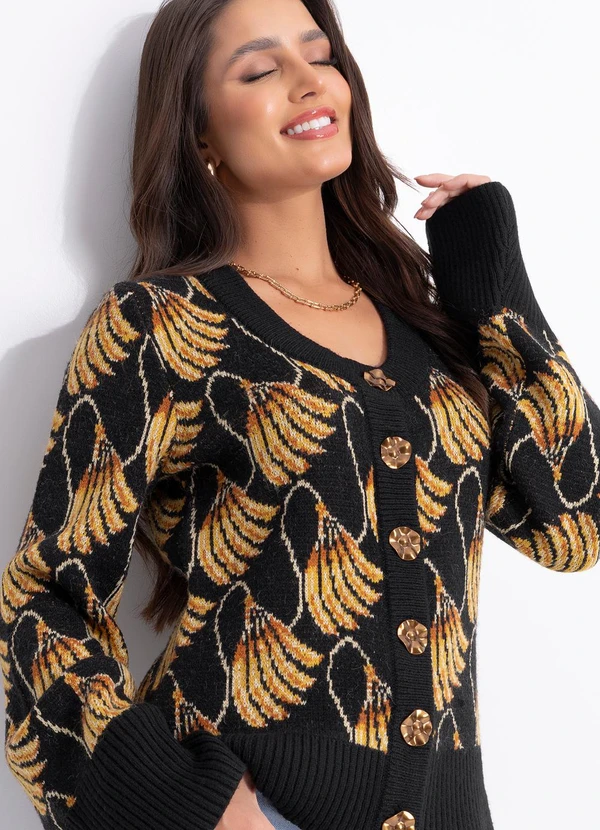 Farm - Cardigan Tricot Banana Tassel Mini Preto 3