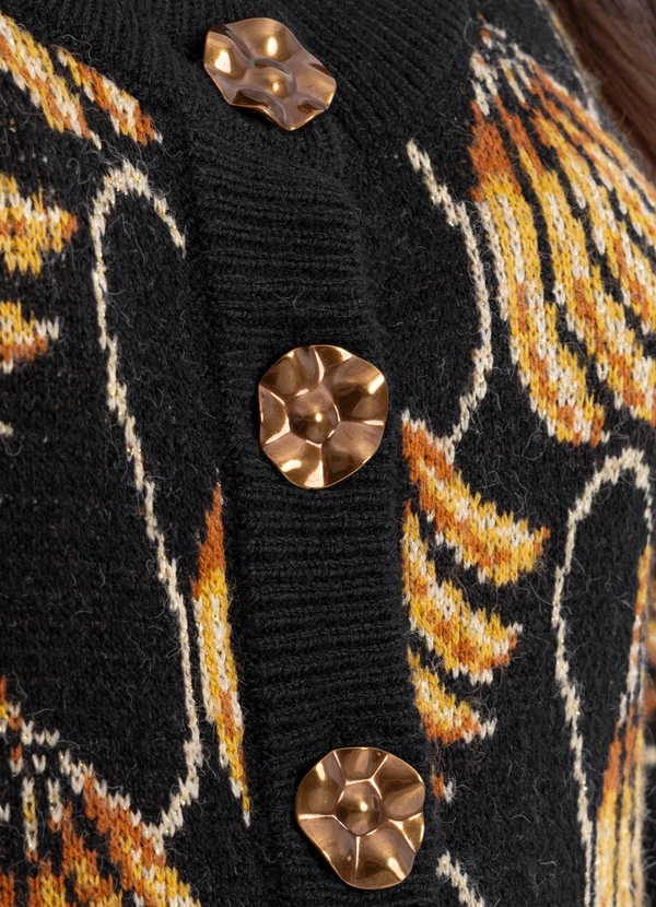 Farm - Cardigan Tricot Banana Tassel Mini Preto 5