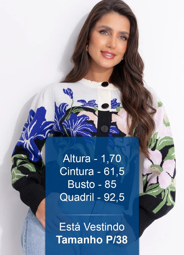 Farm - Cardigan Tricot Céu de Flor Preto 6