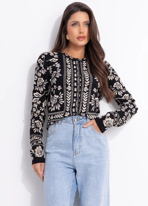 Farm - Cardigan Tricot Daniela Preto - FARM