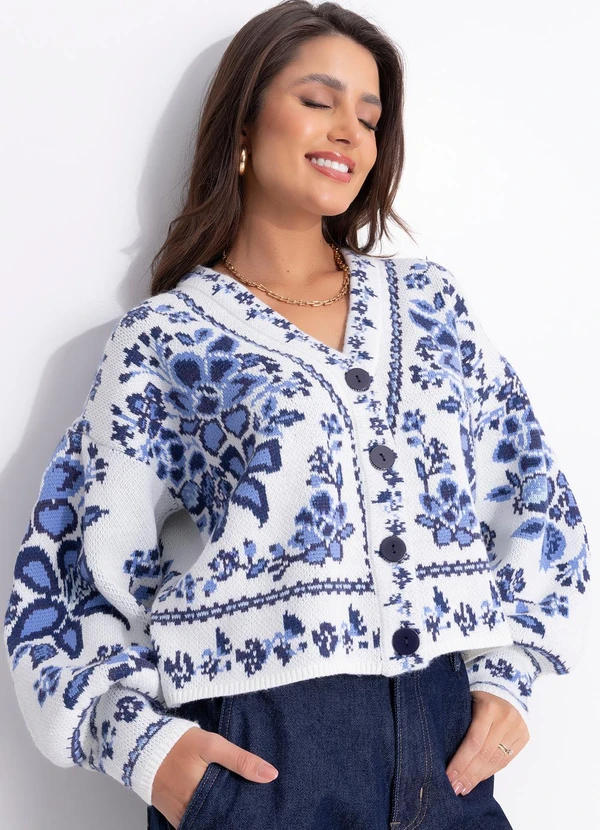 Farm - Cardigan Tricot Porcelana Off White