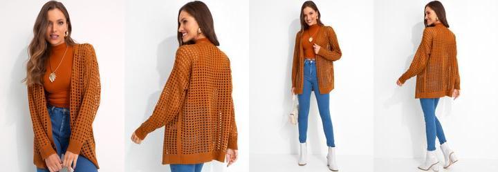 Casaco Caramelo em Tric