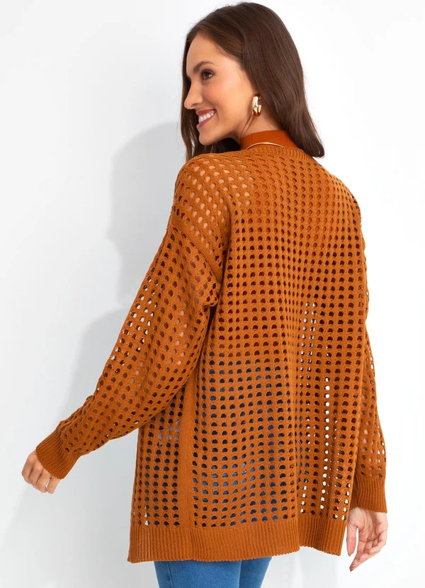 Moda Pop - Casaco Caramelo em Tricô 2