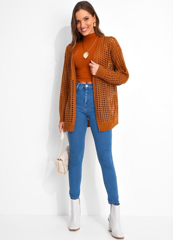 Moda Pop - Casaco Caramelo em Tricô 3