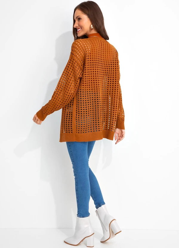 Moda Pop - Casaco Caramelo em Tricô 4