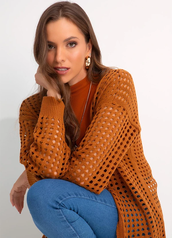 Moda Pop - Casaco Caramelo em Tricô 5