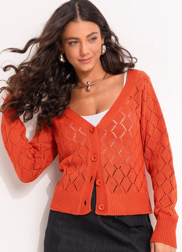 Quintess - Casaco Coral em Tricô