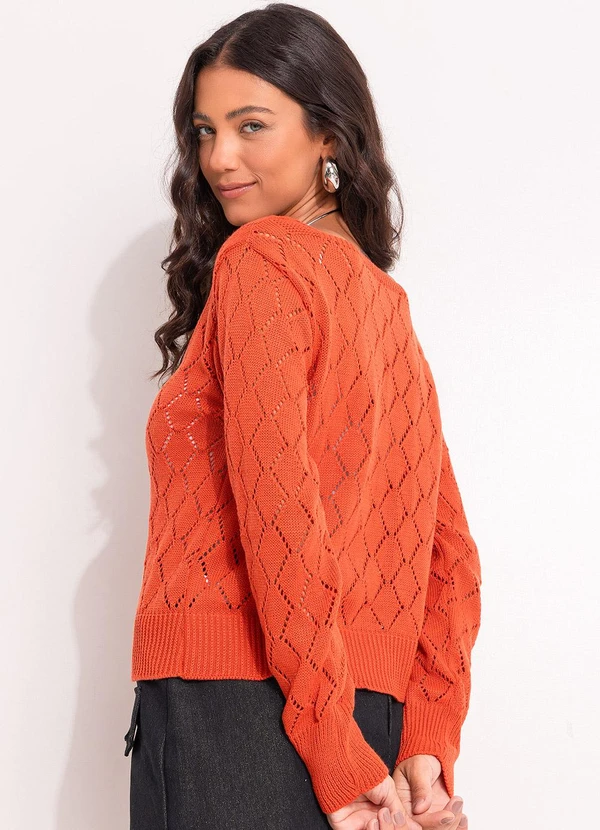 Quintess - Casaco de Tricô Coral com Botões e Decote V 2