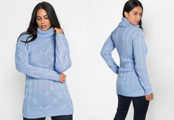 Casaco de Tric Alongado Azul Claro