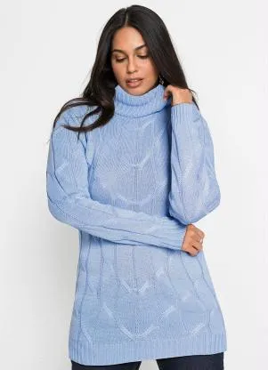 bonprix - Casaco de Tricô Alongado Azul Claro - BONPRIX