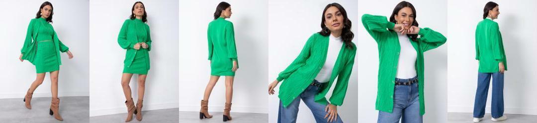 Casaco de Tric Alongado Verde