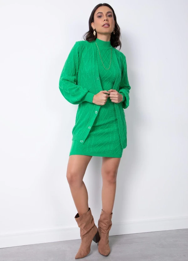 Quintess - Casaco de Tricô Alongado Verde 3