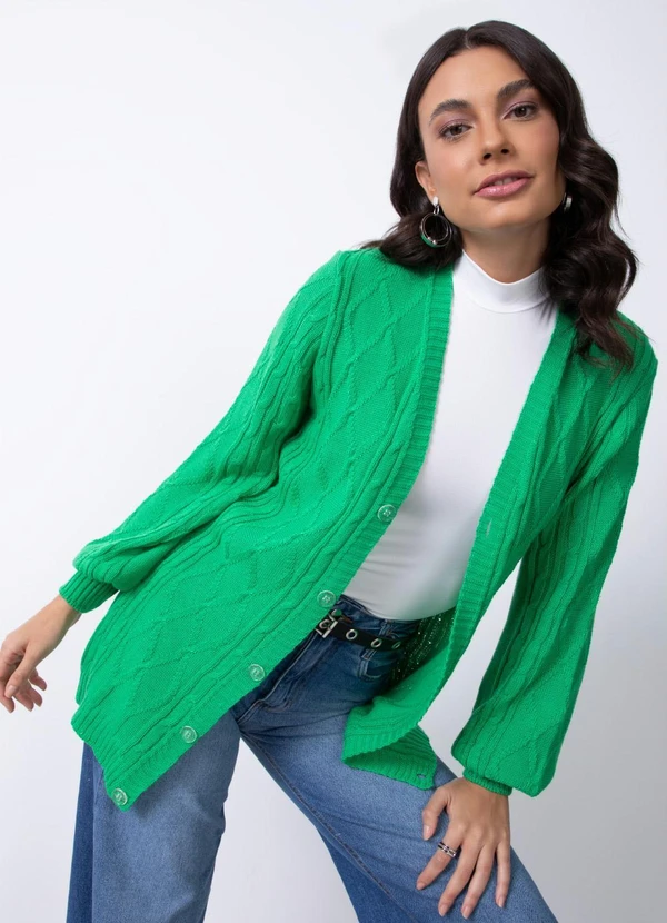 Quintess - Casaco de Tricô Alongado Verde 5