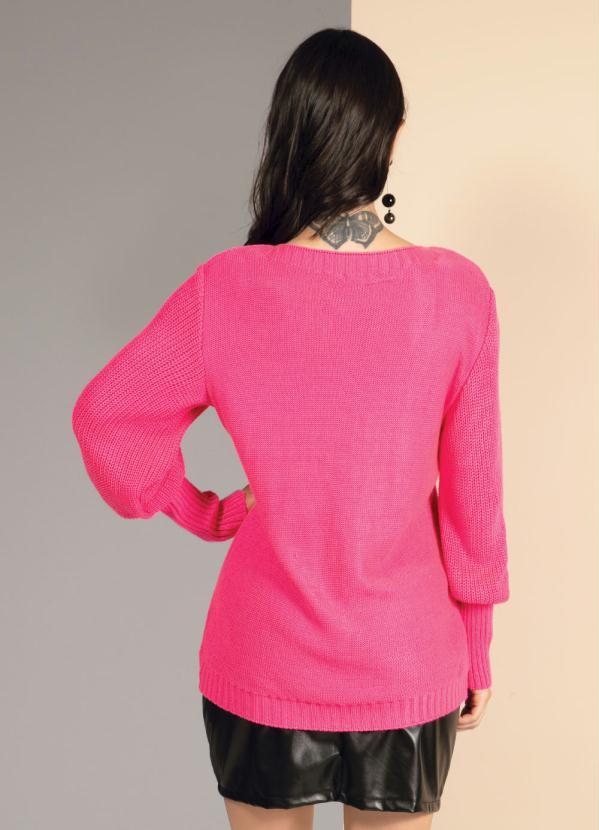 Quintess - Casaco de Tricô Pink com Ponto Decorado 2