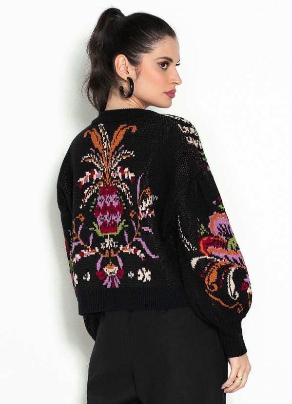 Farm - Casaco de Tricot Jardim Clássico Preto 2