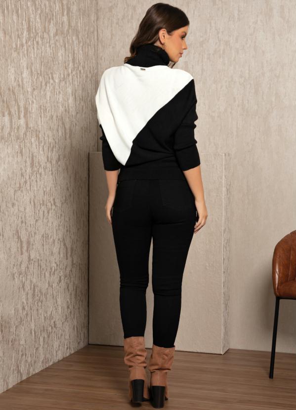 Quintess - Casaco de Tricot Preto/Branco com Recorte 4