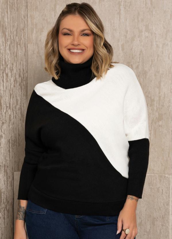 Quintess - Casaco de Tricot Preto/Branco com Recorte 6