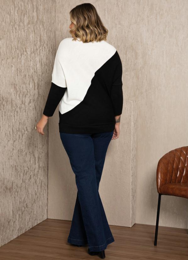 Quintess - Casaco de Tricot Preto/Branco com Recorte 9