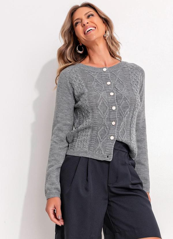 Quintess - Casaco em Tricô Mescla com Botões 8