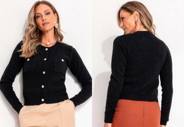 Casaco em Tric Preto com Botes