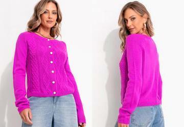 Casaco em Tric Rosa com Botes