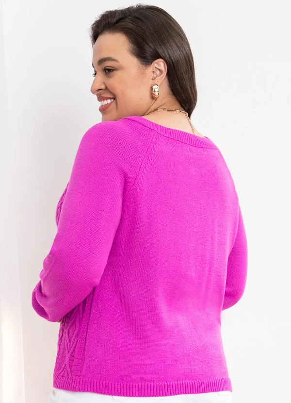 Quintess - Casaco em Tricô Rosa com Botões 6