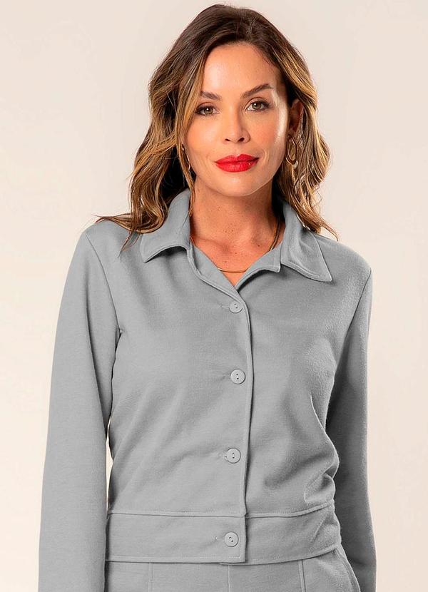 Cativa - Casaco Feminino de Tricô com Botões Cinza