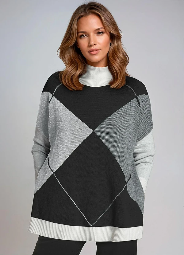 bonprix - Casaco Geométrico em Tricô