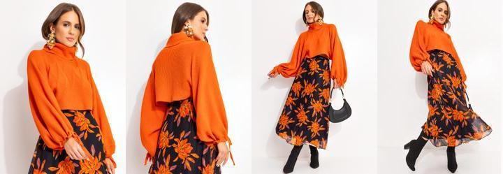 Casaco Laranja Escuro em Tric