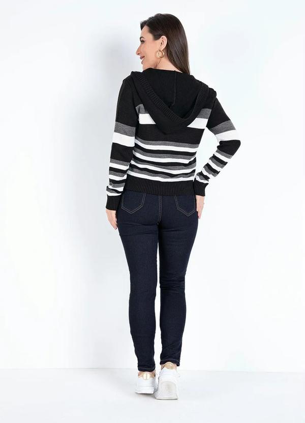 Rosalie - Casaco Listrada Preta, Branca e Cinza com Capuz 4
