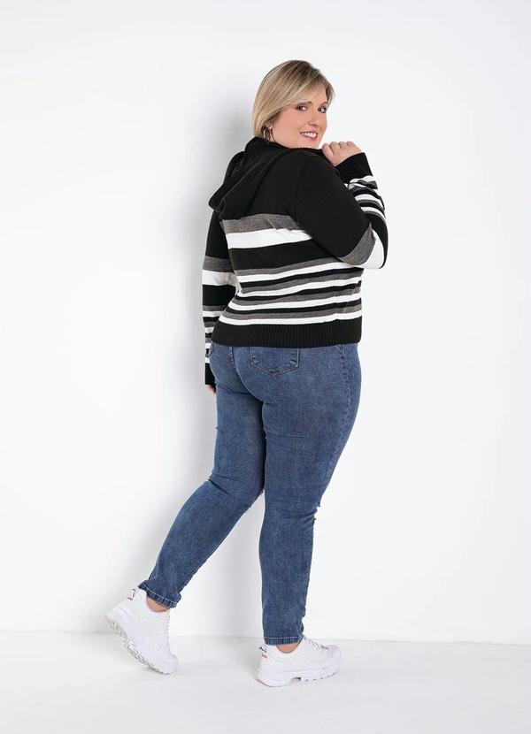 Rosalie - Casaco Listrada Preta, Branca e Cinza com Capuz 9