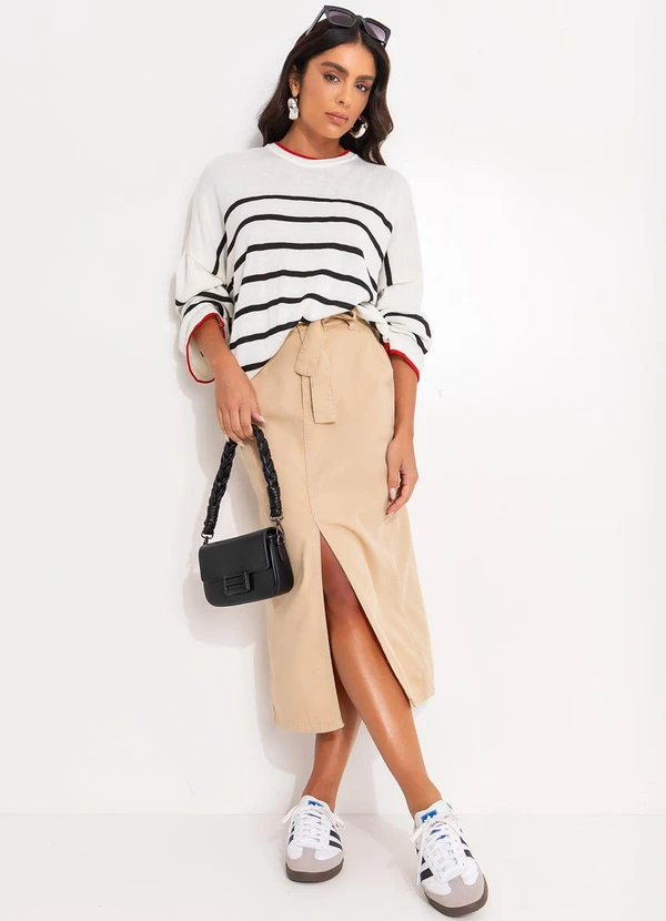 Quintess - Casaco Listrado P&B em Tricô 3