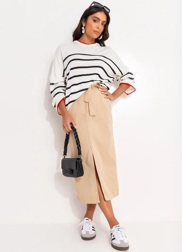 Quintess - Casaco Listrado P&B em Tricô 5