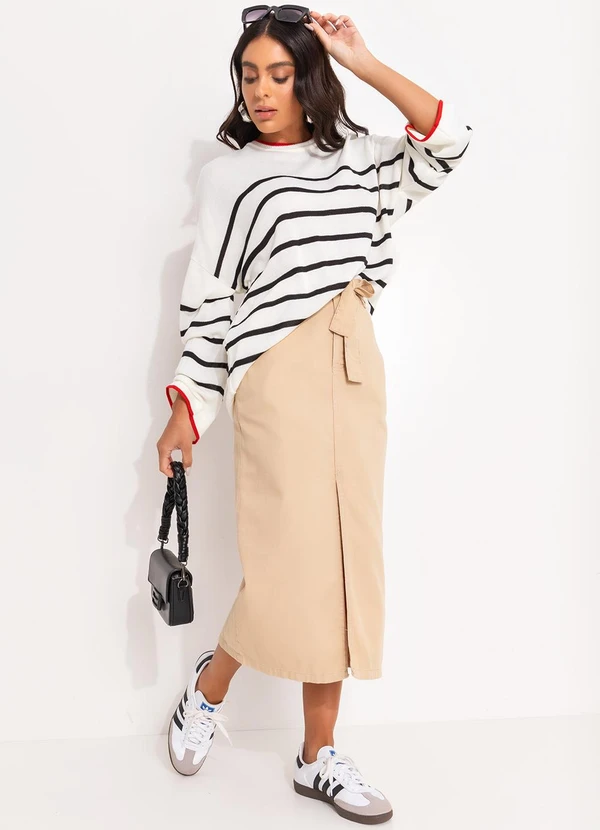 Quintess - Casaco Listrado P&B em Tricô 6