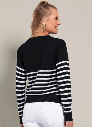 Moda Pop - Casaco Listras em Tricô - MODA POP