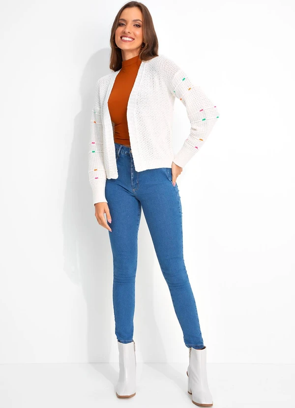 Moda Pop - Casaco Off White em Tricô 3