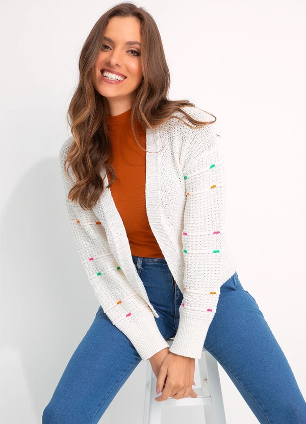 Moda Pop - Casaco Off White em Tricô 5