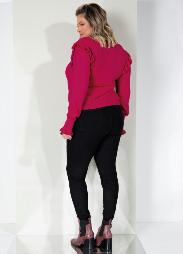 Queima Estoque - Casaco Pink Decote V com Babados 10