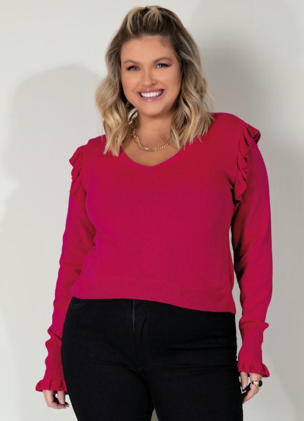 Queima Estoque - Casaco Pink Decote V com Babados 7