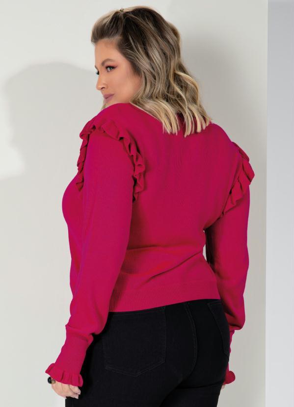 Queima Estoque - Casaco Pink Decote V com Babados 8