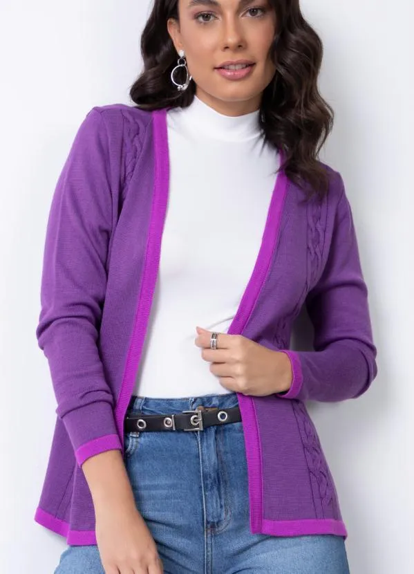 Quintess - Casaco Roxo com Detalhe de Trança