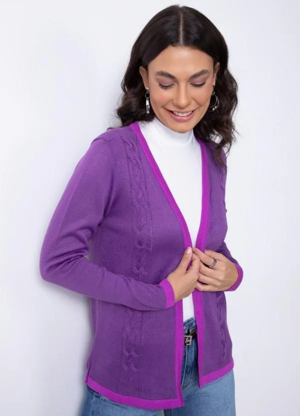 Quintess - Casaco Roxo com Detalhe de Trança 2