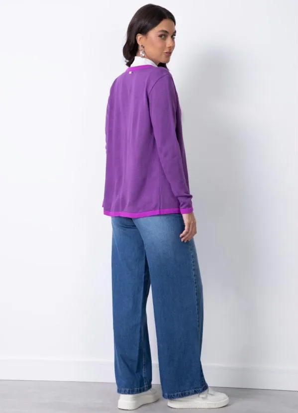 Quintess - Casaco Roxo com Detalhe de Trança 3