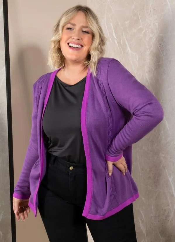 Quintess - Casaco Roxo com Detalhe de Trança 4