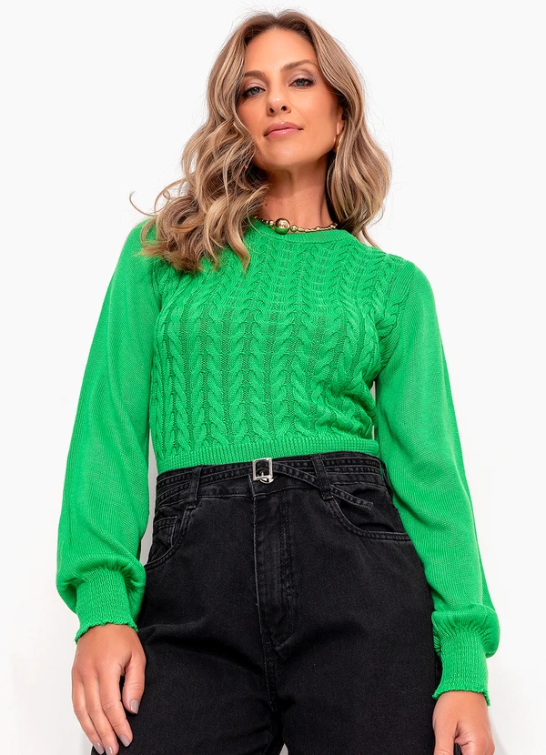 Quintess - Casaco Verde de Tricot com Textura