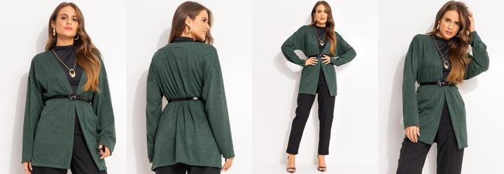 Casaco Verde Escuro em Malha Tric