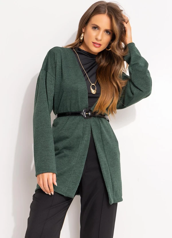 Quintess - Casaco Verde Escuro em Malha Tricô 4