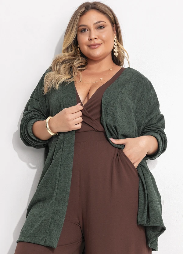 Quintess - Casaco Verde Escuro em Malha Tricô 6