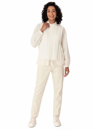 Malwee - Colete em Tricô com Amarração Off White - MALWEE